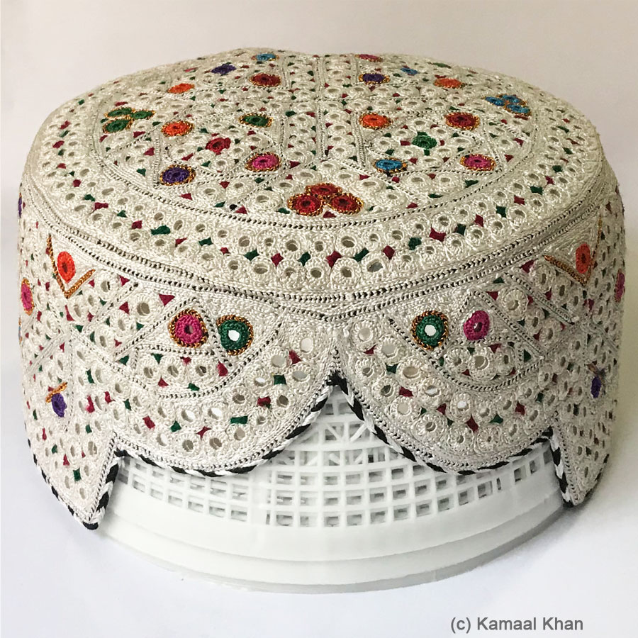 White Bugti Balochi Cap or Topi MKC-909